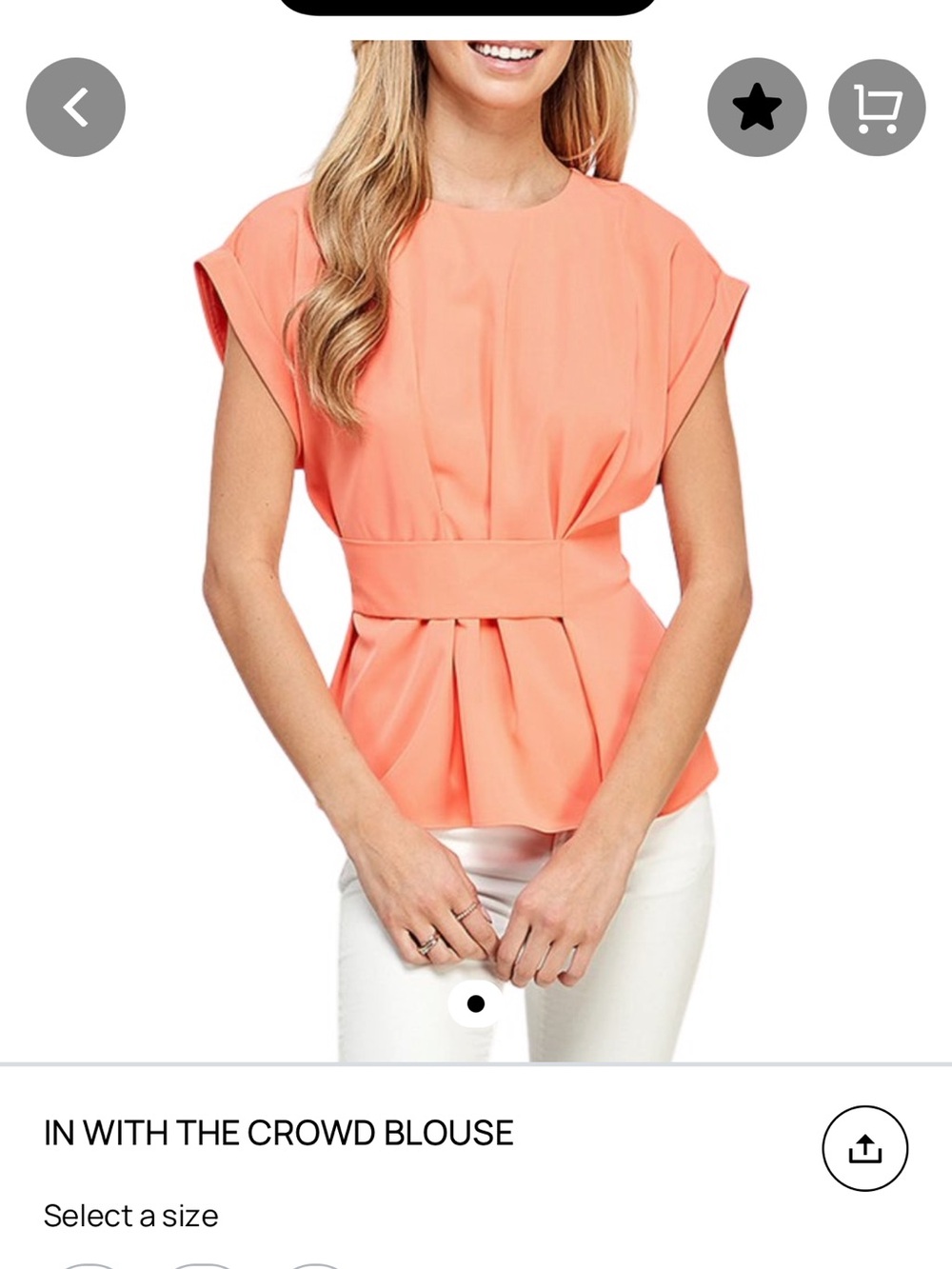 Women's Coral Belted Blouse with Roll Sleeve